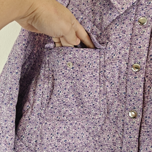 J. Crew Quilted Cotton shirt-jacket in mixed floral Lavender 2XL women's - Picture 14 of 16